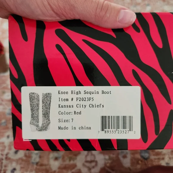 KC CHIEFS Red Sequin Tall Boots - Picture 6 of 7